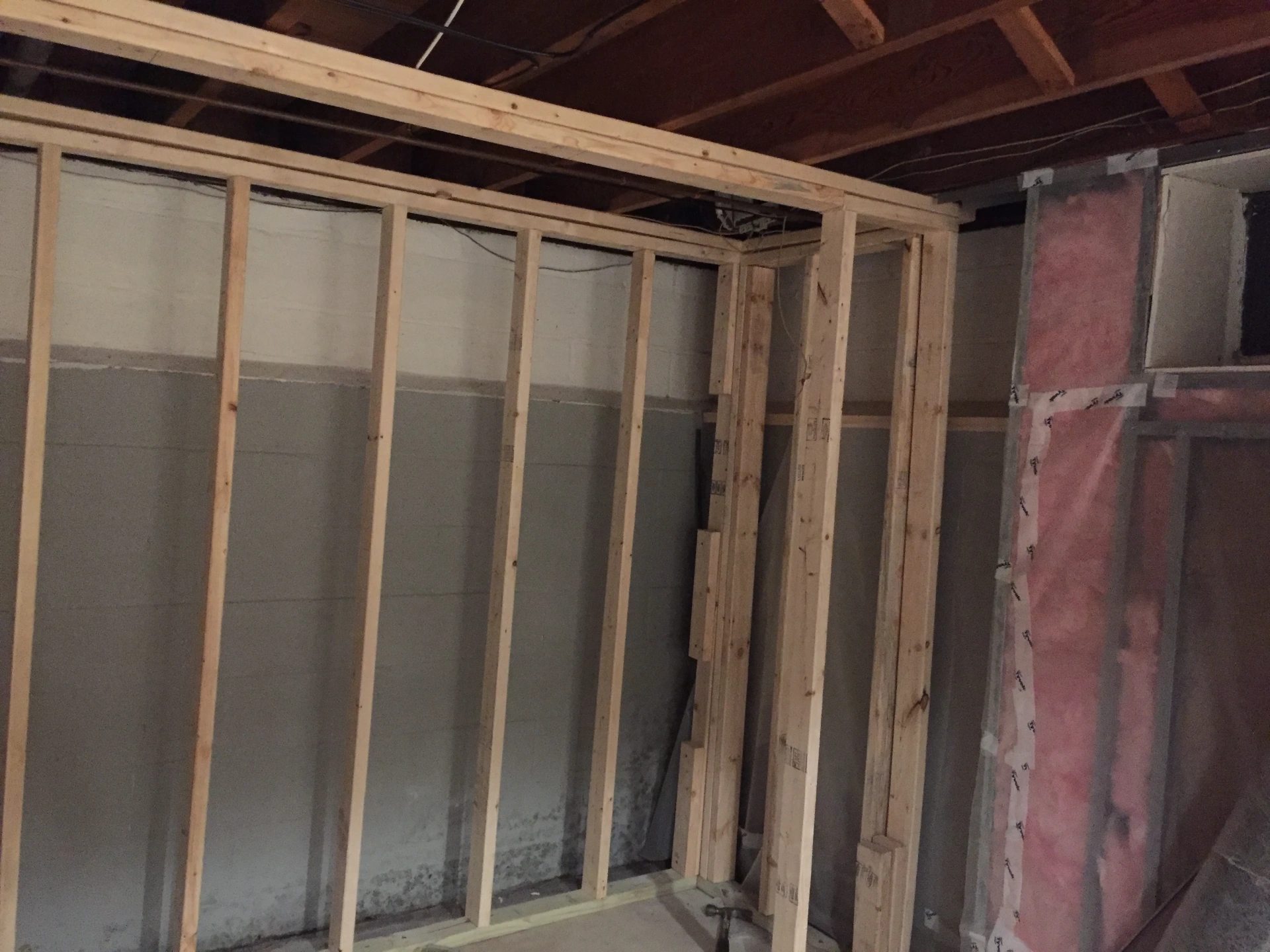Basement framing with insulation